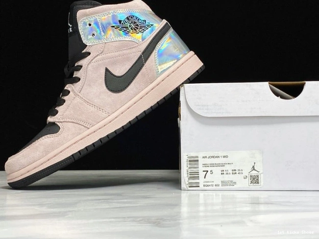 1st Kicks BQ6472-602 (W) Air Powder Jordan 1 Dirty Mid Iridescent 0808